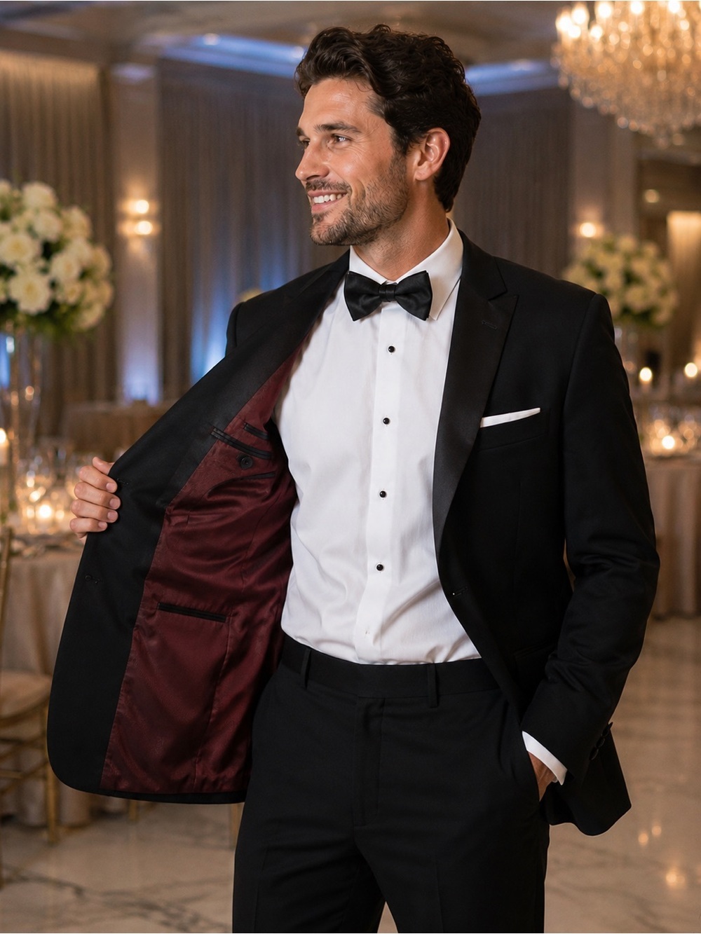 Madison Men’s Black Tuxedo Jacket Satin Shawl Collar Formal Blazer - 48R